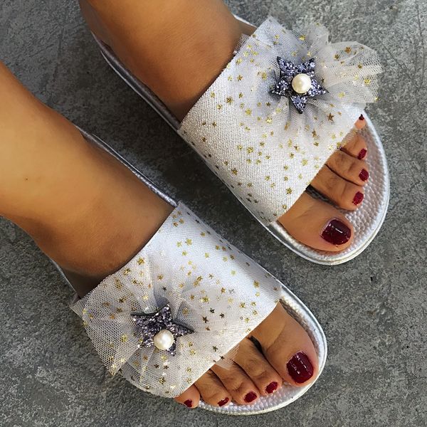 lace sequins slippers women 2020 summer elegant party casual shoes female pearl outdoor open toe slipper flat heel chaussures, Black 
lace sequins slippers women 2020 summer elegant party casual shoes female pearl outdoor open toe slipper flat heel chaussures, Black