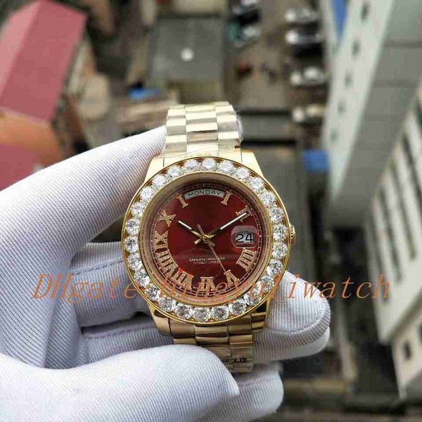 2 colors luxury mens watch yellow gold daydate president automatic watches men 44mm big diamond bezel concealed folding clasp wristwatches, Slivery;brown
2 colors luxury mens watch yellow gold daydate president automatic watches men 44mm big diamond bezel concealed folding clasp wristwatches, Slivery;brown