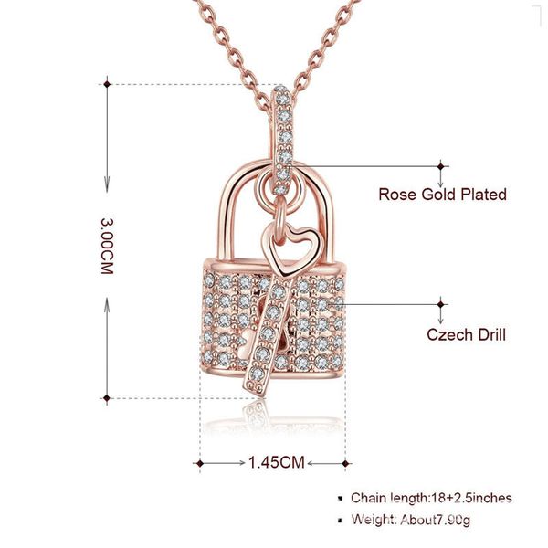 necklace fashion lock-key micro-encrusted necklace clavicle chain jewelry 50cm rose-gold and sliver pendant necklaces neutral jewelry, Silver
necklace fashion lock-key micro-encrusted necklace clavicle chain jewelry 50cm rose-gold and sliver pendant necklaces neutral jewelry, Silver