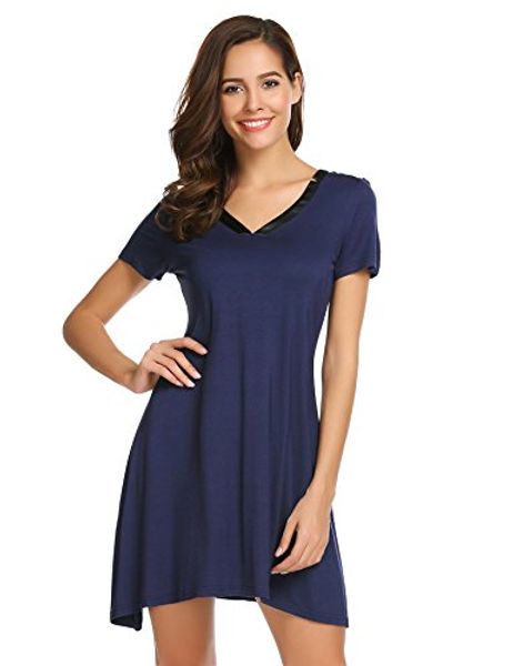 skylin short sleeve nightgown womens sleepwear shirt dress front pocket pajamas s-xxl, Black;gray
skylin short sleeve nightgown womens sleepwear shirt dress front pocket pajamas s-xxl, Black;gray