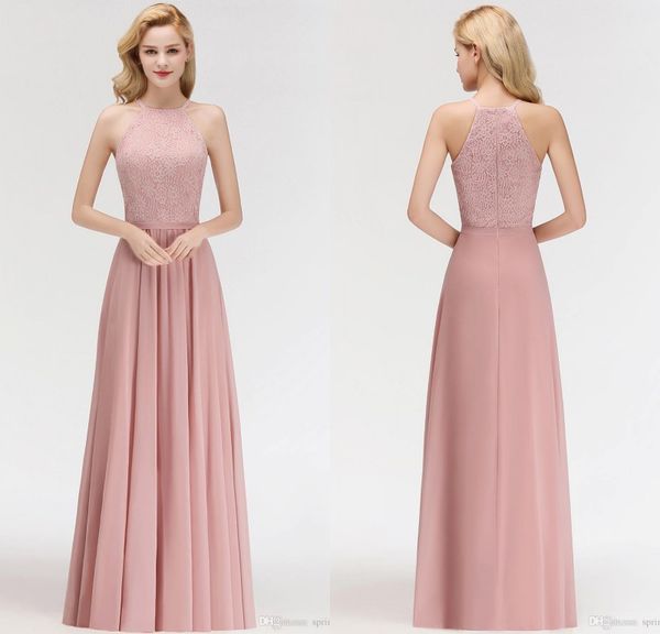 under $40 real image designer blush pink bridesmaid dresses halter lace chiffon floor length maid of honor gown cps1072, White;pink
under $40 real image designer blush pink bridesmaid dresses halter lace chiffon floor length maid of honor gown cps1072, White;pink