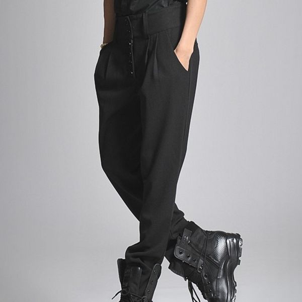 spring new black mens waist buttons boot cut long high street casual loose fit harem pants plus size male trousers
spring new black mens waist buttons boot cut long high street casual loose fit harem pants plus size male trousers