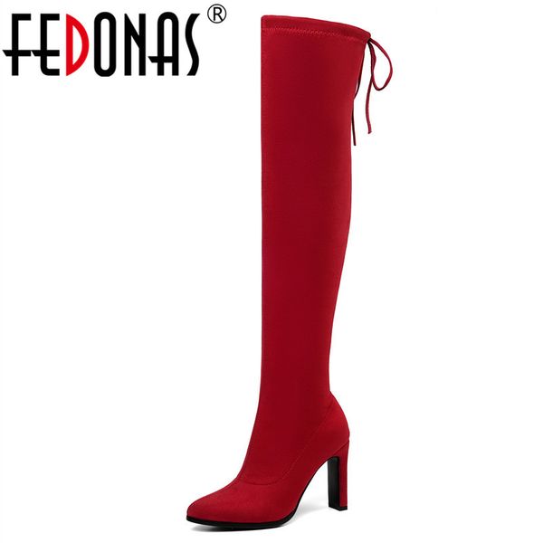 fedonas classic high heels women over the knee boots narrow band party shoes woman 2020 autumn winter flock warm socks boots, Black
fedonas classic high heels women over the knee boots narrow band party shoes woman 2020 autumn winter flock warm socks boots, Black