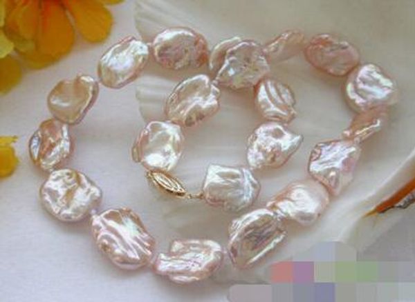 ~~~ luster nature 16 "19mm baroque rose keshi reborn pearl necklace, Silver 
~~~ luster nature 16 "19mm baroque rose keshi reborn pearl necklace, Silver