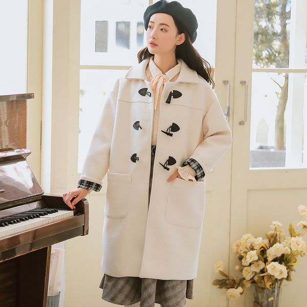 sweet loose long wool coat horn button plaid wool blend coat and jacket turn-down collar women coats autumn winter, Black
sweet loose long wool coat horn button plaid wool blend coat and jacket turn-down collar women coats autumn winter, Black