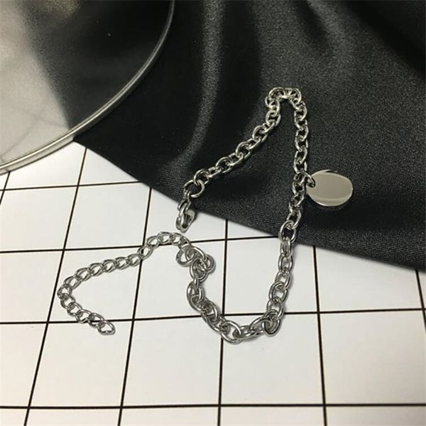 link, chain 2021 korean personality small round card bracelet female simple wild student jewelry titanium steel for women man, Black
link, chain 2021 korean personality small round card bracelet female simple wild student jewelry titanium steel for women man, Black