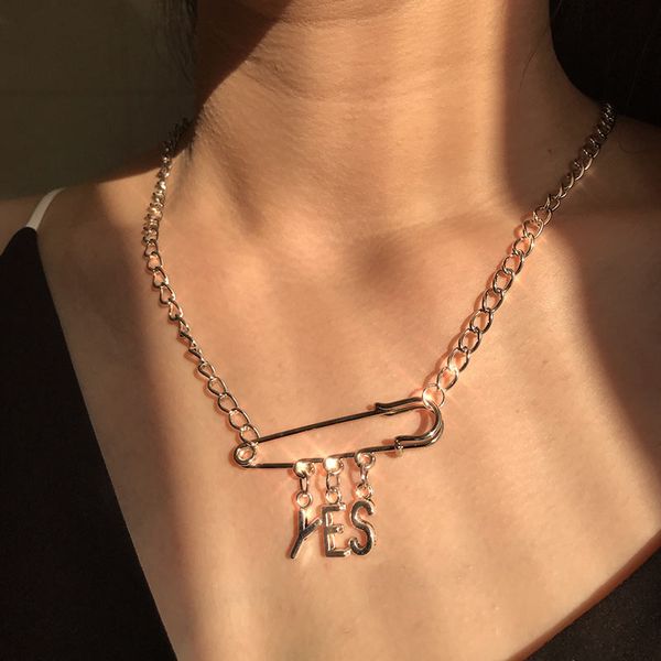 caraquet fashion hip hop rock yes letter pendant necklace silver color safety pin necklace female personality bar party jewelry
caraquet fashion hip hop rock yes letter pendant necklace silver color safety pin necklace female personality bar party jewelry