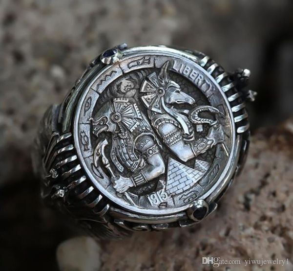 vintage ancient egyptian pharaoh ring horus anubis wanderer ring domineering personality men's ring size 7 - 14, Silver
vintage ancient egyptian pharaoh ring horus anubis wanderer ring domineering personality men's ring size 7 - 14, Silver