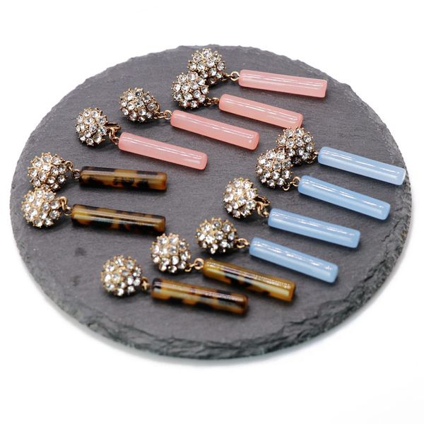 tortoise pink blue resin alloy elegant earrings, Silver