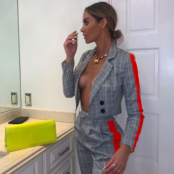 casual plaid women cropped blazer jacket 2019 autumn single breasted female suit coat fashion outerwear blaser femme jacket, White;black
casual plaid women cropped blazer jacket 2019 autumn single breasted female suit coat fashion outerwear blaser femme jacket, White;black