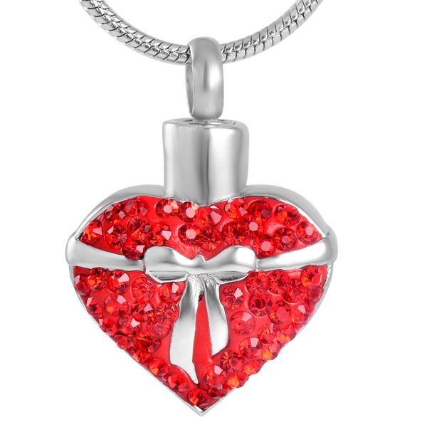z8675 red crystal heart with silk ribbon cremation pendant jewelry for human/pet ashes holder keepsake memorial urn jewellery, Silver
z8675 red crystal heart with silk ribbon cremation pendant jewelry for human/pet ashes holder keepsake memorial urn jewellery, Silver