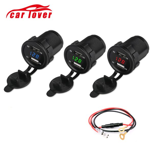 2-in-1 dual usb charger power port led digital voltage meter voltmeter moniter wire kit 12v 24v car motorcycle cigarette lighter
2-in-1 dual usb charger power port led digital voltage meter voltmeter moniter wire kit 12v 24v car motorcycle cigarette lighter