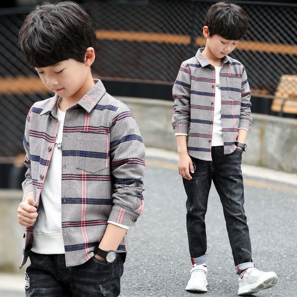 boys spring and autumn 2019 shirts long sleeve plaid casual fashion for big boy jacket 5-10t, Blue;gray
boys spring and autumn 2019 shirts long sleeve plaid casual fashion for big boy jacket 5-10t, Blue;gray