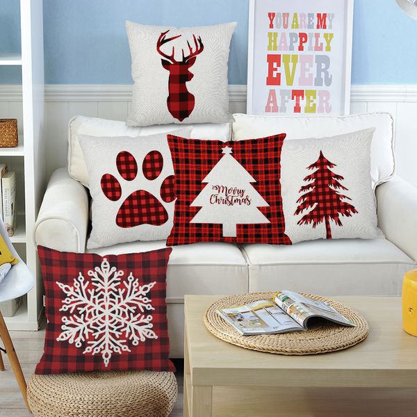 

pillowcases christmas throw pillow case cushion cover lattice flax pillowcase car sofa bed home decor christmas decoration