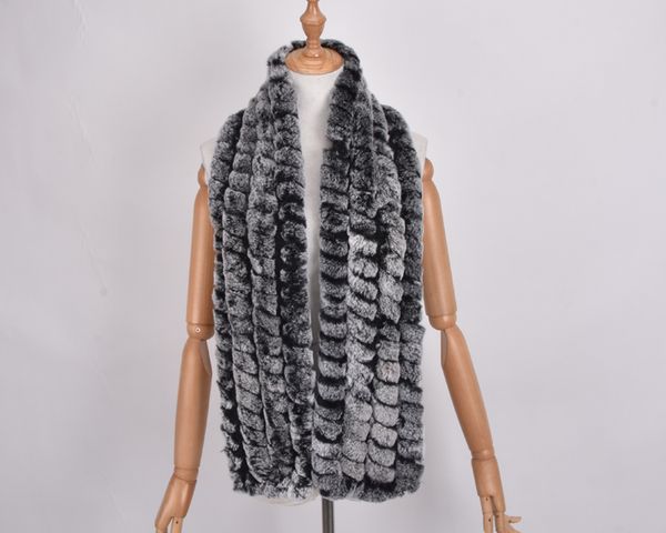 Вязаная мода Lady Real Rex Rabbit Fur Scarf зимы женщин Warm натуральной шарфы Длинные Стиль Real Fu