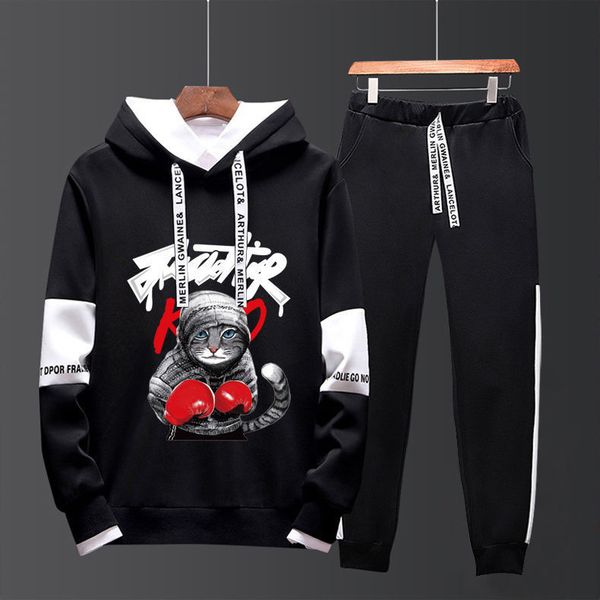 two-piece set students spring autumn men's korean-style trend coat long-sleeve sportswear teenager casual hoodie suit, Black
two-piece set students spring autumn men's korean-style trend coat long-sleeve sportswear teenager casual hoodie suit, Black