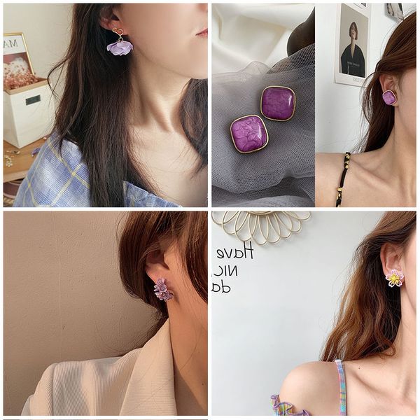 925 silver post korean version of the new purple flower geometric acrylic earrings fashion flower geometric women jewelry gift
925 silver post korean version of the new purple flower geometric acrylic earrings fashion flower geometric women jewelry gift
