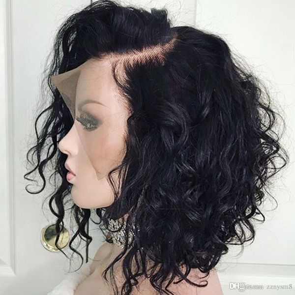 

16 дюймов вьющиеся парики фронта шнурка человеческих волос для чернокожих женщин