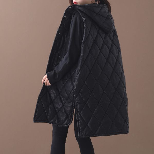 winter new korean sleeveless jacket loose large size diamond shape split fork long waistcoat padded leather vest lady coat f2494, Black;white
winter new korean sleeveless jacket loose large size diamond shape split fork long waistcoat padded leather vest lady coat f2494, Black;white