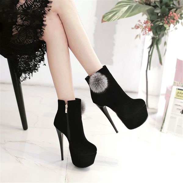 new ladies party super high heels boots thin high heels boots women elegant flock platform ankle shoes woman, Black
new ladies party super high heels boots thin high heels boots women elegant flock platform ankle shoes woman, Black
