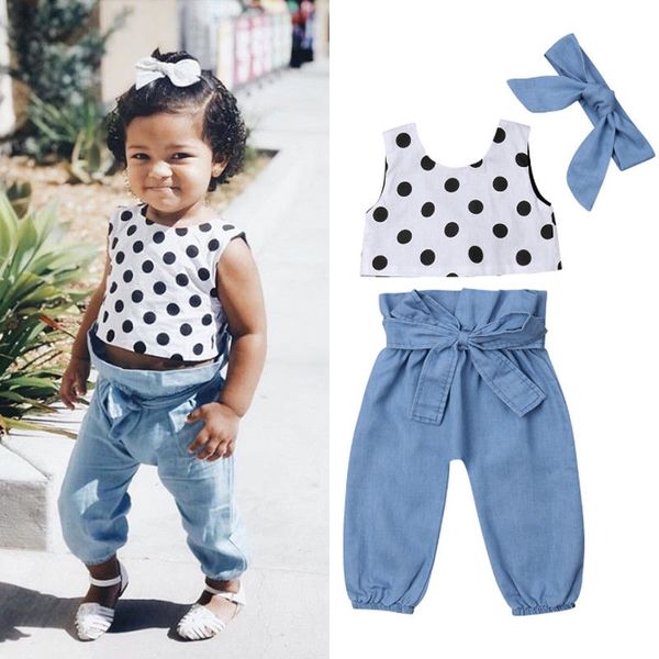 1-6y toddler kids baby girls summer cute 3pcs sets dot print sleeveless belt vest +blue pants+headband, White
1-6y toddler kids baby girls summer cute 3pcs sets dot print sleeveless belt vest +blue pants+headband, White