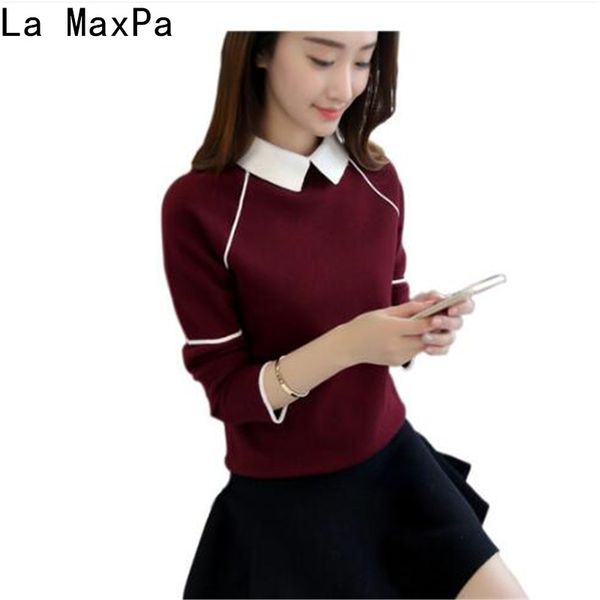 women pullover sweater spring autumn new fashion warm pullovers solid colors femme turn-down collar sweaters, White;black
women pullover sweater spring autumn new fashion warm pullovers solid colors femme turn-down collar sweaters, White;black