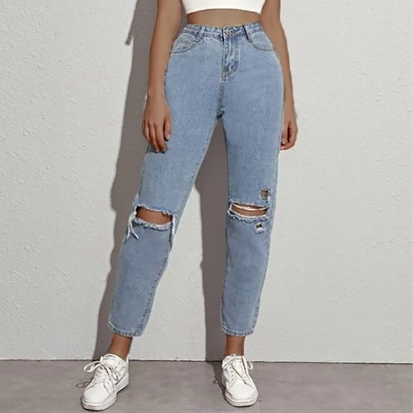 women's jeans high waist ripped holes straight denim pants female pencil trousers boyfriend women hollow out skinny, Blue
women's jeans high waist ripped holes straight denim pants female pencil trousers boyfriend women hollow out skinny, Blue