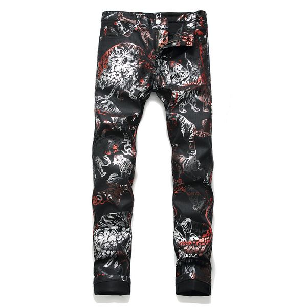 mens leopard pattern stretch denim jeans tiger print designer skinny jeans fashion painting nightclub pants, Blue
mens leopard pattern stretch denim jeans tiger print designer skinny jeans fashion painting nightclub pants, Blue