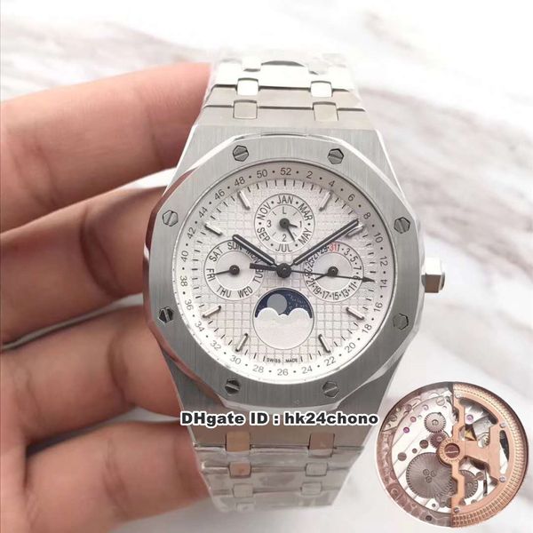 3 styles bf 41mm perpetual calendar cal.5134 automatic mens watch 26574 white dial stainless steel bracelet watches, Slivery;brown
3 styles bf 41mm perpetual calendar cal.5134 automatic mens watch 26574 white dial stainless steel bracelet watches, Slivery;brown