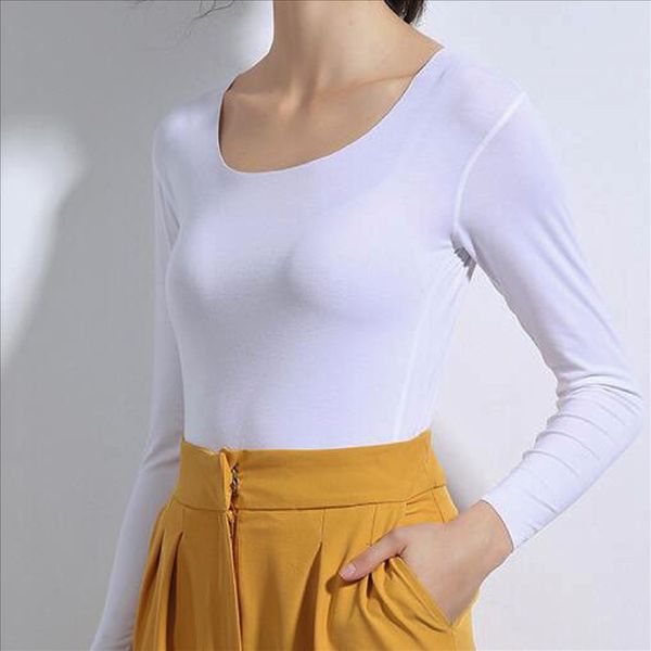 modal autumn slim versatile cut casually round collar long sleeve female traceless solid color base basic t-shirt type t-shirt, White
modal autumn slim versatile cut casually round collar long sleeve female traceless solid color base basic t-shirt type t-shirt, White