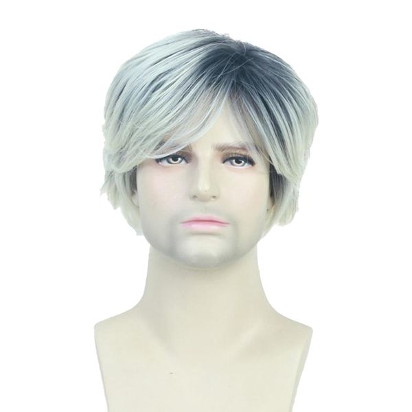 men synthetic wig blend color fluffy layered hairpieces oblique bangs 10inch, Black
men synthetic wig blend color fluffy layered hairpieces oblique bangs 10inch, Black