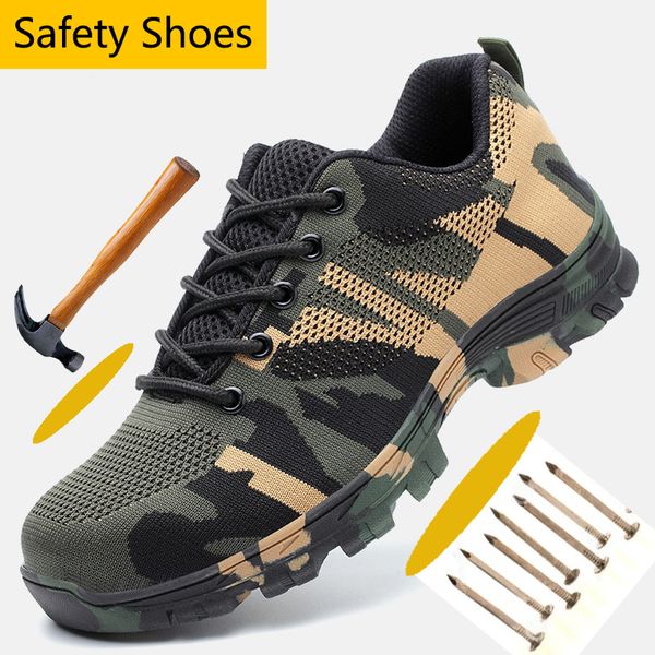 protective steel toe anti-smashing work safety shoes mens camouflage mesh anti-puncture safety shoes for men hiking, Black
protective steel toe anti-smashing work safety shoes mens camouflage mesh anti-puncture safety shoes for men hiking, Black