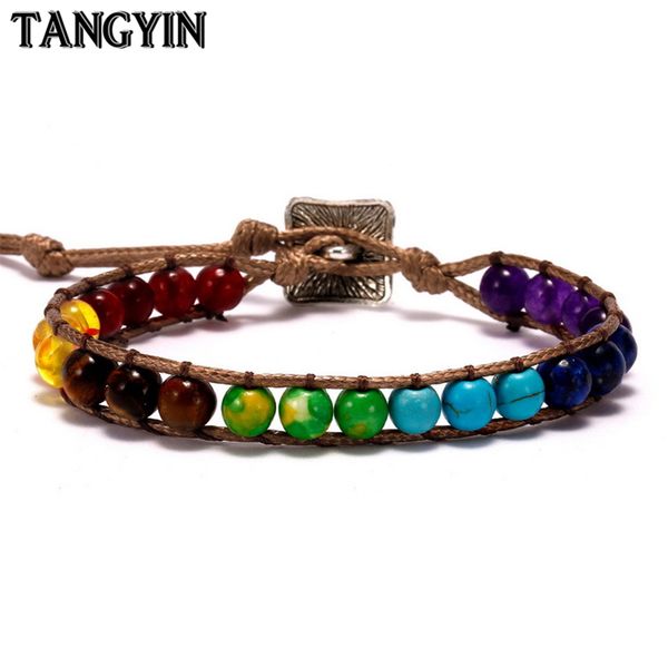 tangyin 1pc colorful natural stone beads rope chain bracelet seven chakras bracelet for women men exquisite handmade jewelry, Golden;silver
tangyin 1pc colorful natural stone beads rope chain bracelet seven chakras bracelet for women men exquisite handmade jewelry, Golden;silver