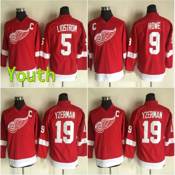 youth retro detroit red wings hockey jersey 5 nicklas lidstrom 9 gordie howe 19 steve yzerman vintage ccm home red kids stitched jersey, Black;red
youth retro detroit red wings hockey jersey 5 nicklas lidstrom 9 gordie howe 19 steve yzerman vintage ccm home red kids stitched jersey, Black;red