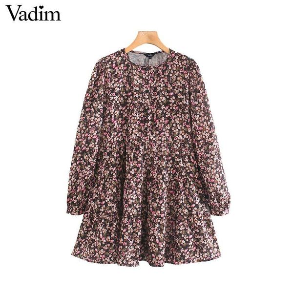 vadim women vintage floral print mini dress long sleeve o neck female casual straight style chic dresses vestidos qd079, Black;pink
vadim women vintage floral print mini dress long sleeve o neck female casual straight style chic dresses vestidos qd079, Black;pink