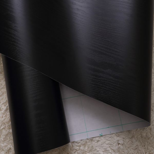 

black wood grain self adhesive wallpaper pvc waterproof decorative kitchen cabinet wardrobe furniture door contact paper