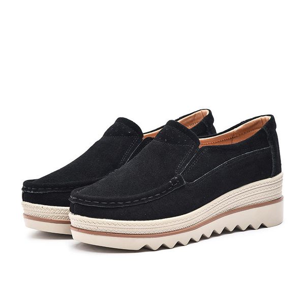 large size loafers high platform wedges shoes real leather breathable comfort slope thick sole sneakers mom single fashion leisure shoes, Black
large size loafers high platform wedges shoes real leather breathable comfort slope thick sole sneakers mom single fashion leisure shoes, Black