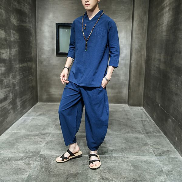 men's suit loose large size summer chinese retro style men's linen cotton and linen embroidery suit half and 9-point pants, Gray
men's suit loose large size summer chinese retro style men's linen cotton and linen embroidery suit half and 9-point pants, Gray