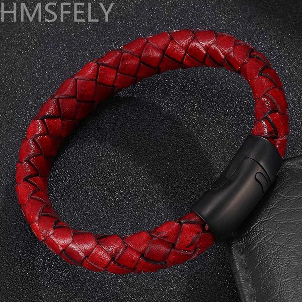 hmsfely retro red genuine leather bracelet for men women simple vintage style braided wide leather magnetic bracelets bangles, White
hmsfely retro red genuine leather bracelet for men women simple vintage style braided wide leather magnetic bracelets bangles, White