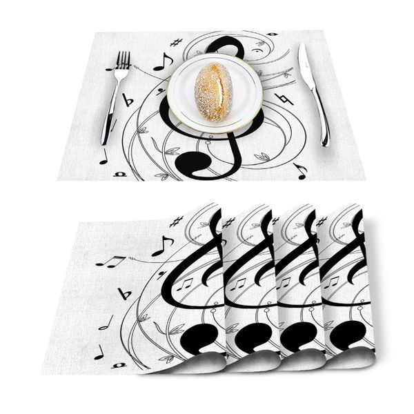 table runner 4/6 pcs placemat mat music symbol black and white art printed for tables heat-insulation linen cotton kitchen dining pads
table runner 4/6 pcs placemat mat music symbol black and white art printed for tables heat-insulation linen cotton kitchen dining pads