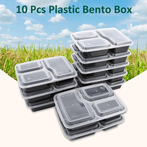 10 pcs plastic reusable bento box meal storage food prep lunch box 3 compartment reusable microwavable containers home lunchbox
10 pcs plastic reusable bento box meal storage food prep lunch box 3 compartment reusable microwavable containers home lunchbox
