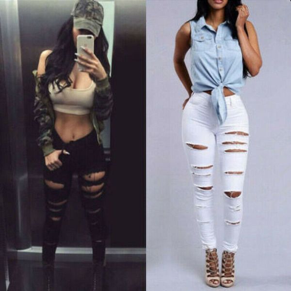 new women fashion trend denim pants skinny high waist jeans holes knee pencil pant stretch pants ripped female jeans black white, Blue
new women fashion trend denim pants skinny high waist jeans holes knee pencil pant stretch pants ripped female jeans black white, Blue