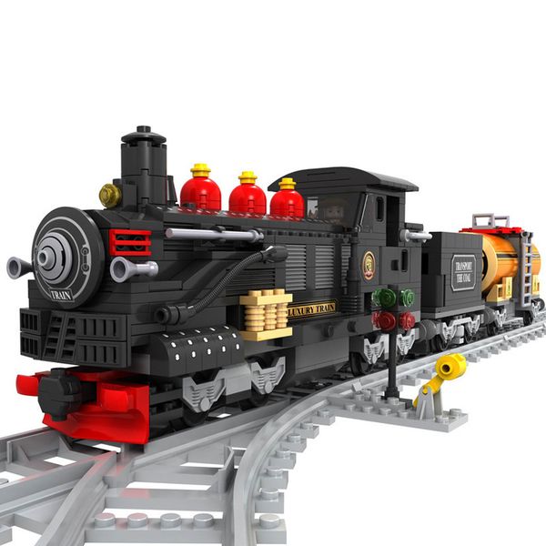 assembly track old steam train building block with carriage boy's early education enlightenment toy gift 
assembly track old steam train building block with carriage boy's early education enlightenment toy gift