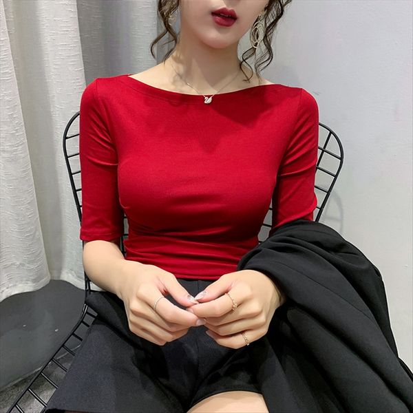 hem pleated t- female 2020 western t- shirt style small shirt with half sleeve collarbone shoulder top, White
hem pleated t- female 2020 western t- shirt style small shirt with half sleeve collarbone shoulder top, White