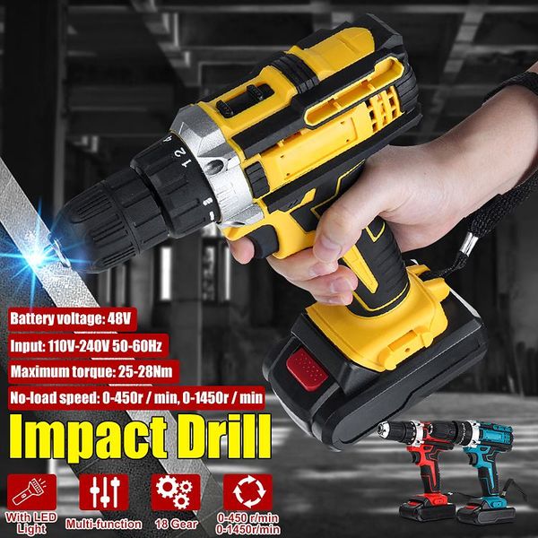 3 in 1 electric drill cordless screwdriver 48v 2 speed driver rechargeable 13000mah with 2 li-ion battery 110v 220v
3 in 1 electric drill cordless screwdriver 48v 2 speed driver rechargeable 13000mah with 2 li-ion battery 110v 220v
