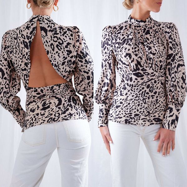 new style women blouses casual leopard high collar puff sleeve backless blouse autumn long sleeve turtleneck fashion 2019, White
new style women blouses casual leopard high collar puff sleeve backless blouse autumn long sleeve turtleneck fashion 2019, White