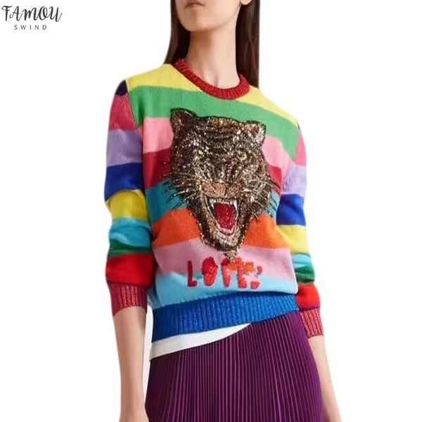 women sweaters soft rabbit fur pullovers cartoon tiger embroidery letters knitted rainbow sweaters striped sweaters drop shipping, White;black
women sweaters soft rabbit fur pullovers cartoon tiger embroidery letters knitted rainbow sweaters striped sweaters drop shipping, White;black