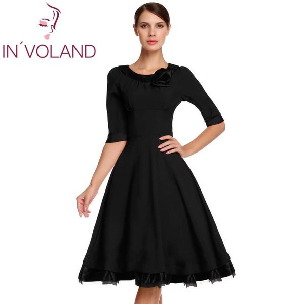 party dresses retro stylish ladies vestidos women o collar half sleeve high waist elegant solid a line female dress, White;black
party dresses retro stylish ladies vestidos women o collar half sleeve high waist elegant solid a line female dress, White;black