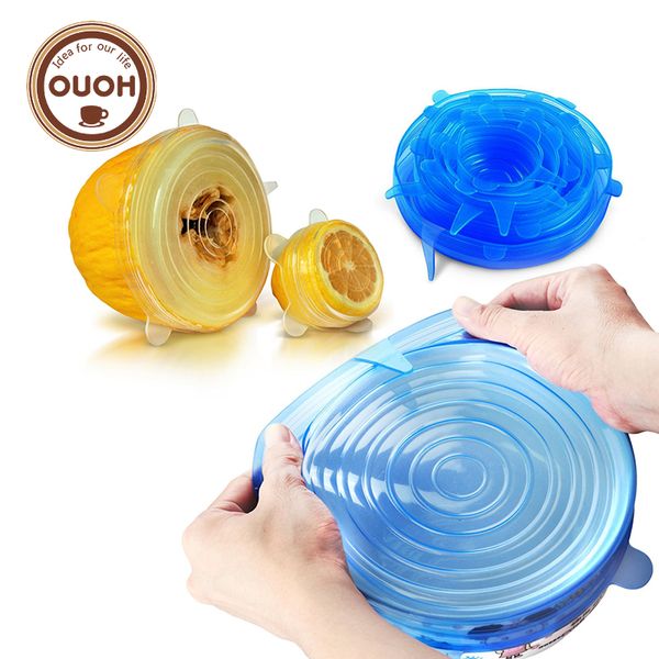 6pcs food grade silicone stretch lids universal lid silicone food preservation wrap-bowl pot lid-silicone cover pan kitchen
6pcs food grade silicone stretch lids universal lid silicone food preservation wrap-bowl pot lid-silicone cover pan kitchen