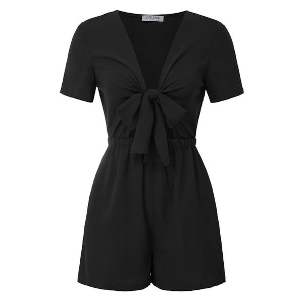 kate kasin women fashion tie-front romper jumpsuit short sleeve v-neck elastic waist playsuits summer solid color clubwear, Black;white
kate kasin women fashion tie-front romper jumpsuit short sleeve v-neck elastic waist playsuits summer solid color clubwear, Black;white